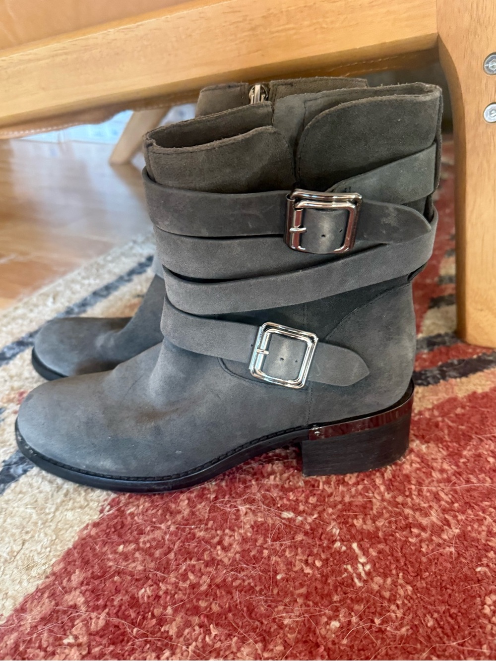 Gray Vince Camuto moto boots